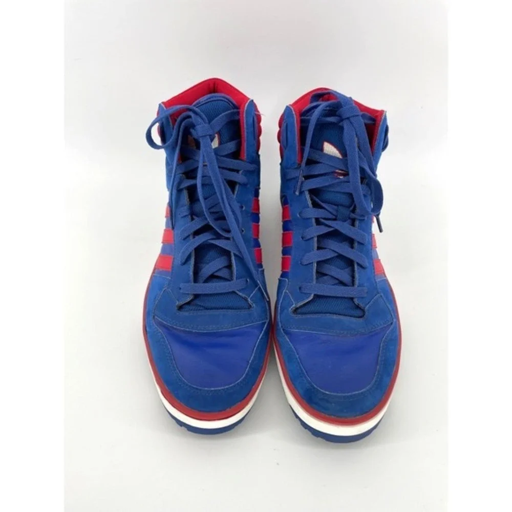 Adidas Post Player Top Vulc Mens 11.5 Basketball Sneakers Blue Red Retro Pistons